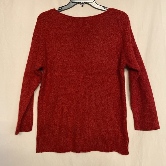 Margaret O’Leary Hand Knit V Neck 100% Cashmere Sweater Size M/L Color Dark Red - Picture 5 of 8